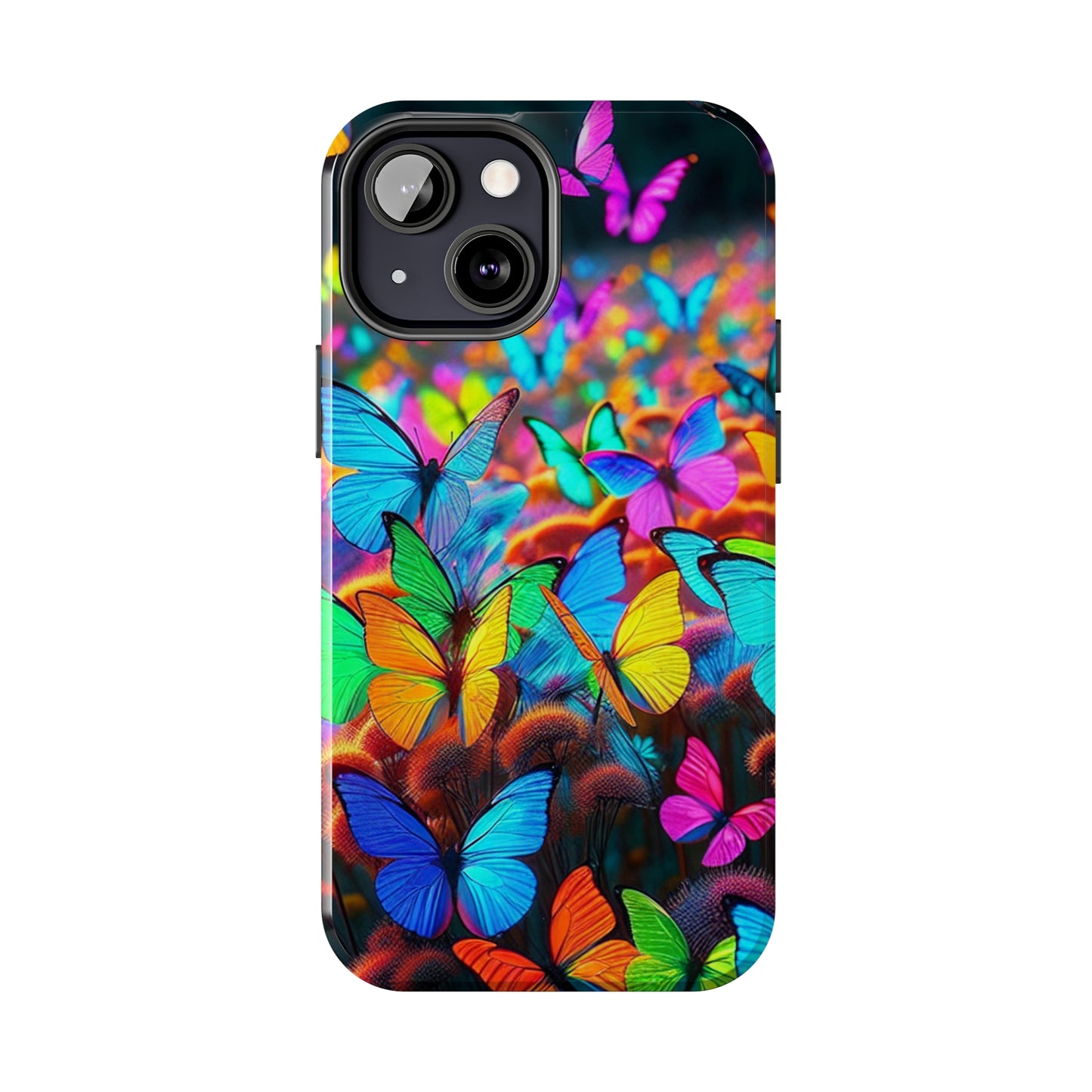 "Neon Butterfly Mural" NEON Butterflies Tough Phone Case Iphone 6 7 8 9 10 11 12 13 14 SE X XR XS Pro Max Mini Plus