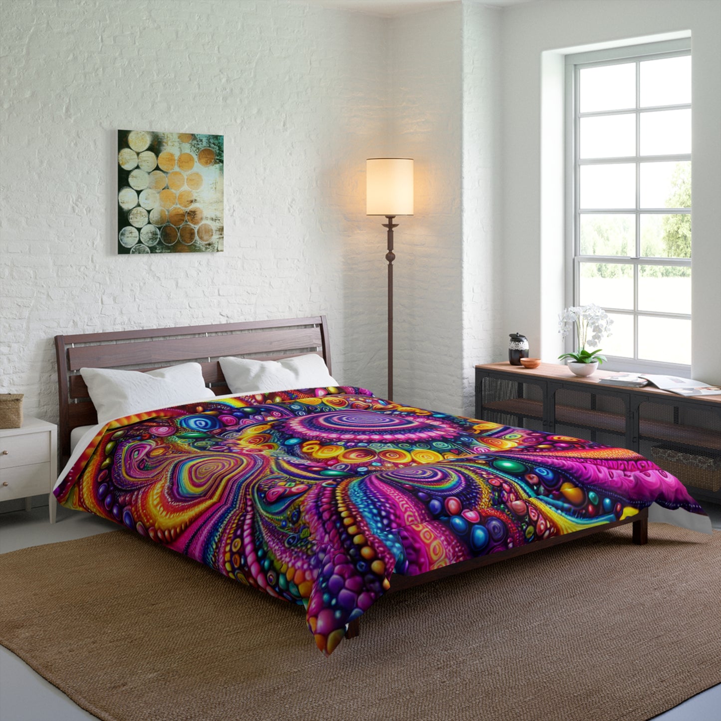 "Infinite Neon Dreamscape" Trippy Infinity Patterns Comforter Blanket
