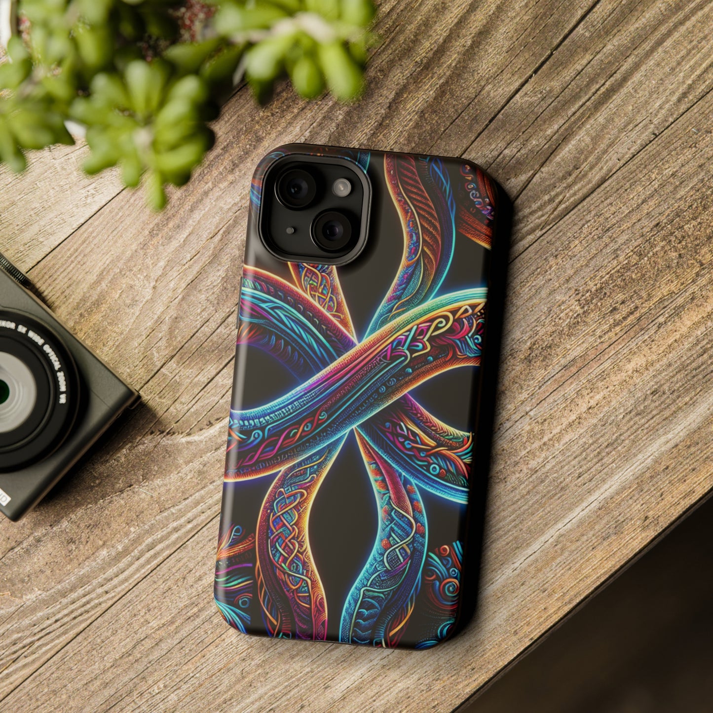 Vibrant Infinity Nocturne Neon Trippy Infinity Patterns Premium Art Magsafe Magnet Tough IPhone 13 14 15 Pro Plus Max and Mini in Matte and Glossy Phone cases