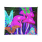 "Neon Glade of Wonders" Butterflies & Mushrooms Comforter Blanket