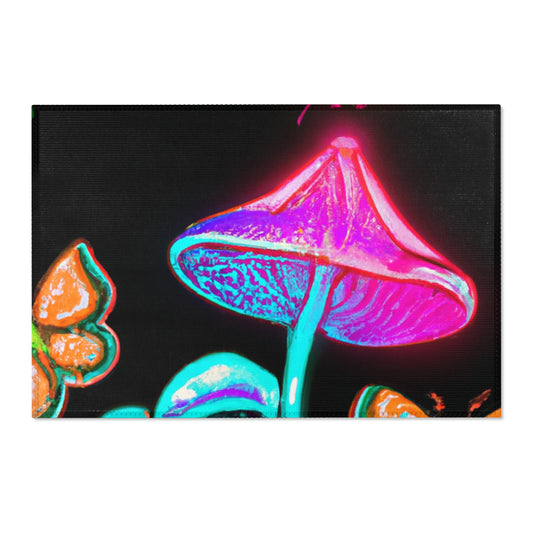 "Neon Flutter 'n Fungi" Butterflies & Mushrooms Area Rug