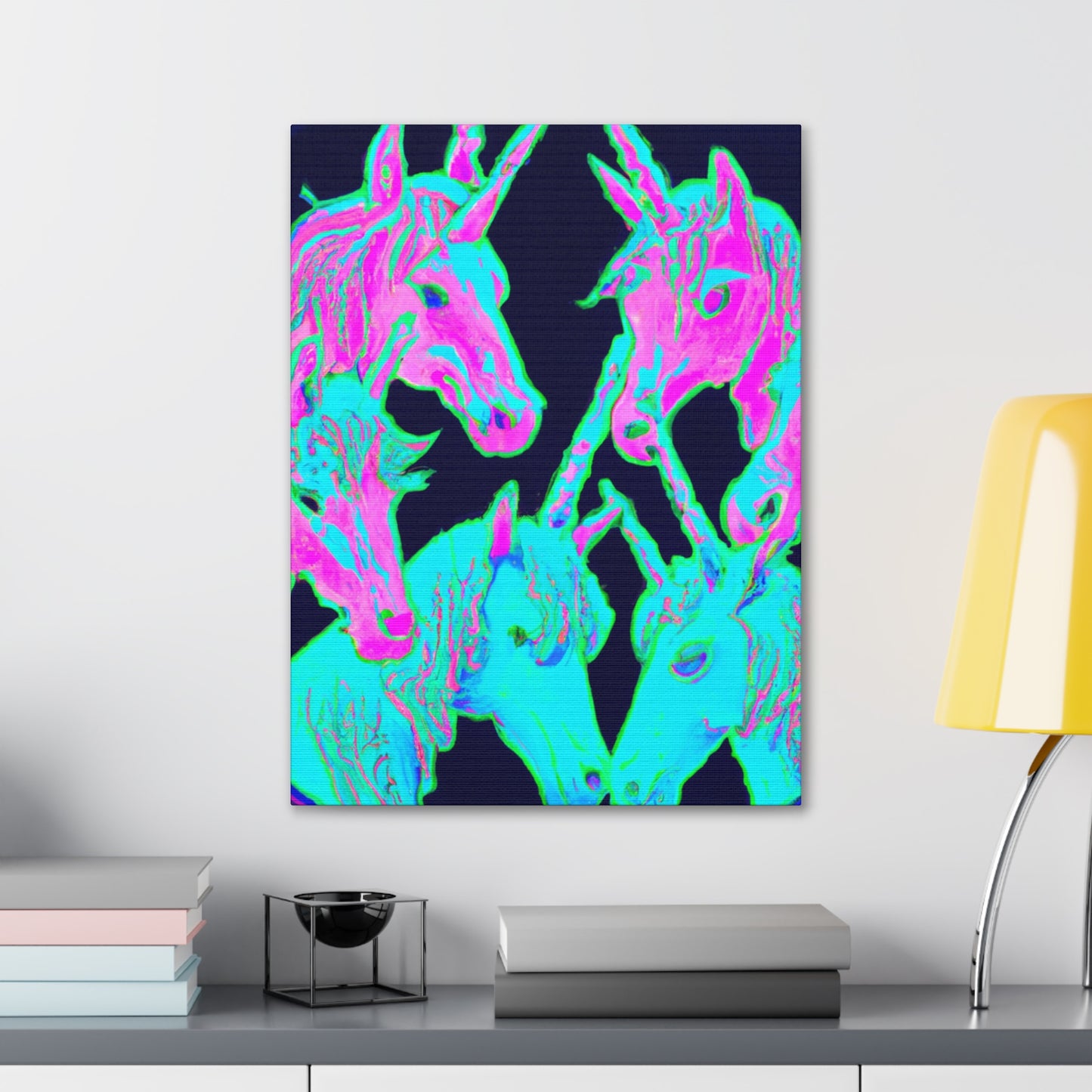 Neon Rainbow Herd NEON Unicorns Art Canvas