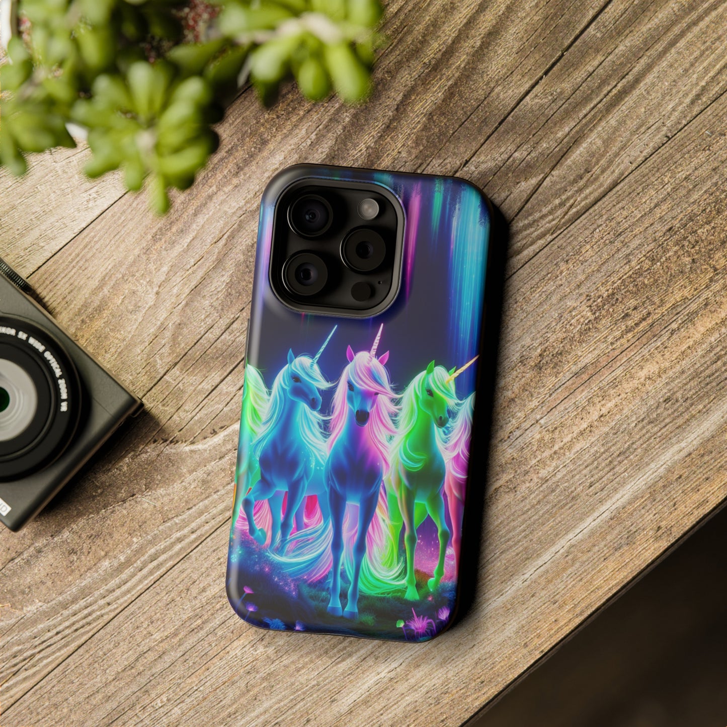 Neon Unicorn Pods. Neon Unicorns Premium Art Magsafe Magnet Tough IPhone 13 14 15 Pro Plus Max and Mini in Matte and Glossy Phone cases