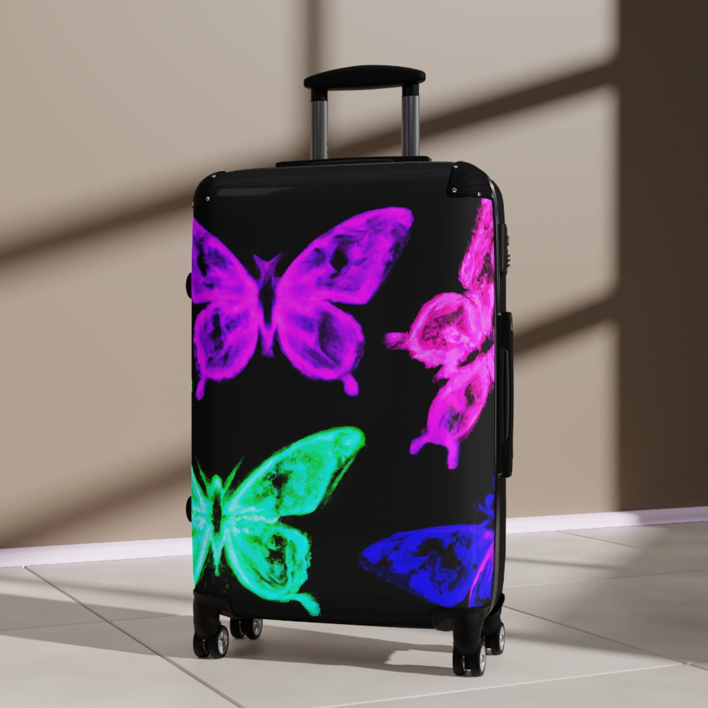 "Neon Flight Fantasia" - Neon Butterflies  Suitcase