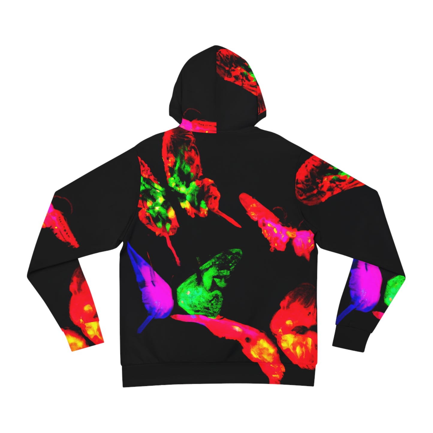 "Neon Glyphs" - Butterflies AOP Hoodie
