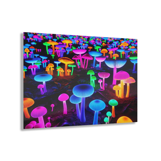 Neon Fungi Vibes. Mushrooms 1/4" Glossy Acrylic Art