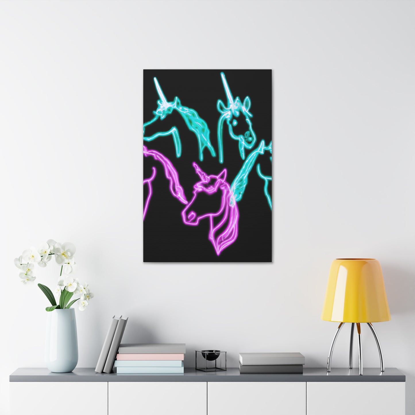 'Neon Unicorn Pod' NEON Unicorns Art Canvas