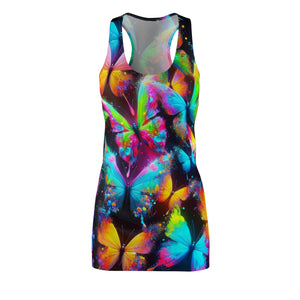 Neon Swarm Spectrum Neon Butterflies  Racerback Dress
