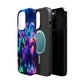 "Neon Fantasyland" Neon Unicorns Premium Art Magsafe Magnet Tough IPhone 13 14 15 Pro Plus Max and Mini in Matte and Glossy Phone cases
