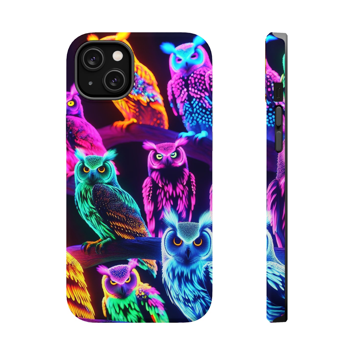 Neon Night Owls. Neon Owls Premium Art Magsafe Magnet Tough IPhone 13 14 15 Pro Plus Max and Mini in Matte and Glossy Phone cases