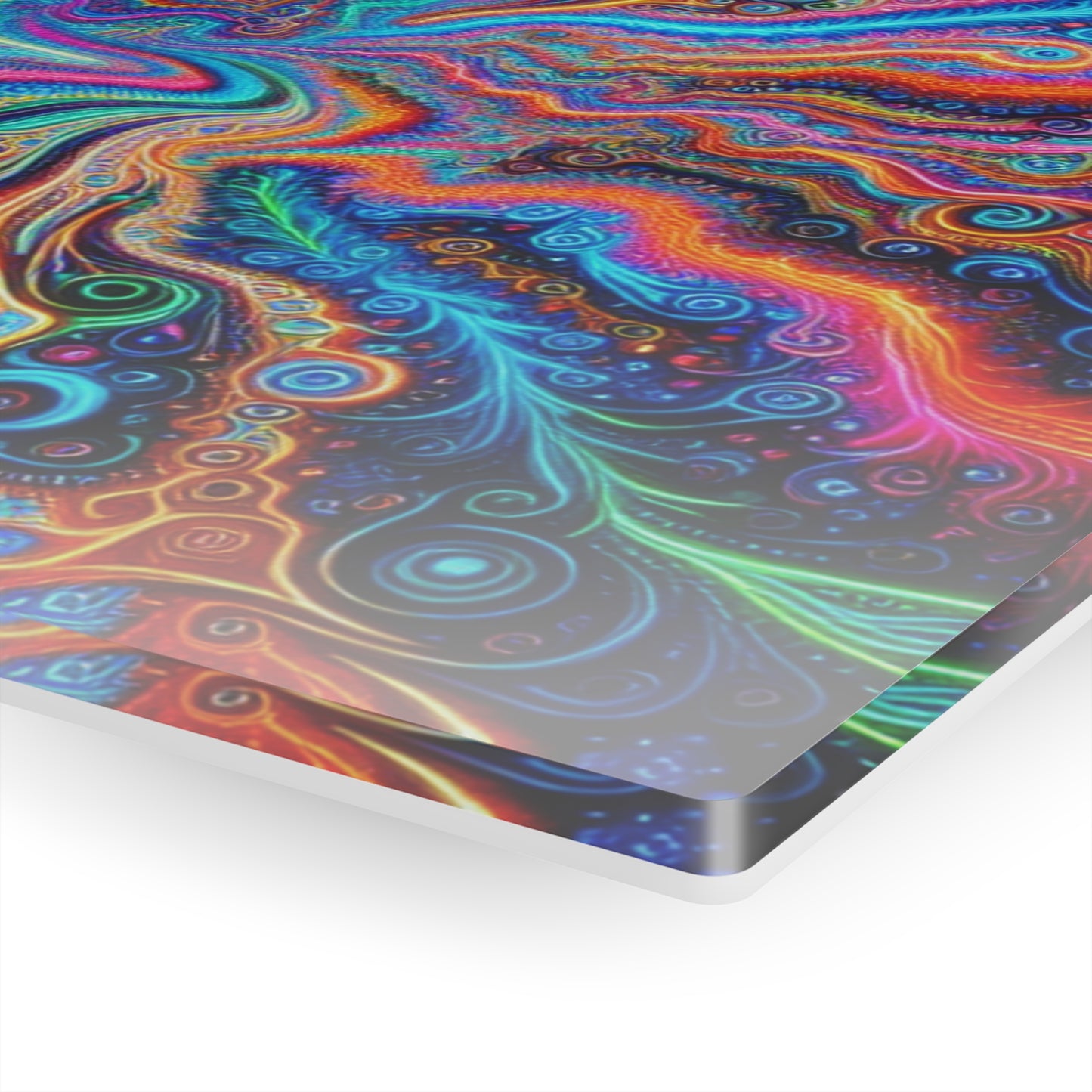 Vivacious Vortex of Neon Infinity. Trippy infity Pattern 1/4" Glossy Acrylic Art