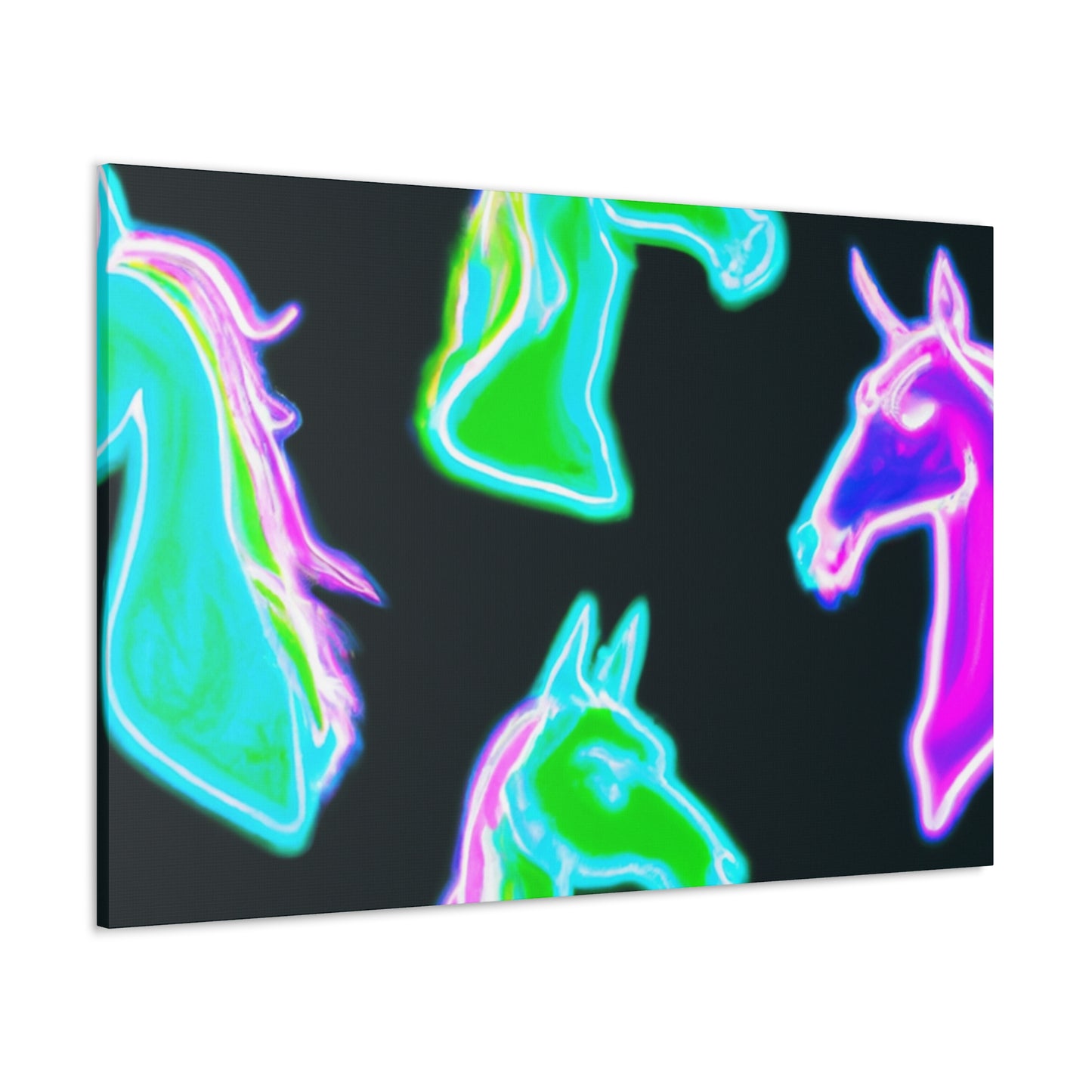 Vivid Nocturnal Unicorns. NEON Unicorns Art Canvas