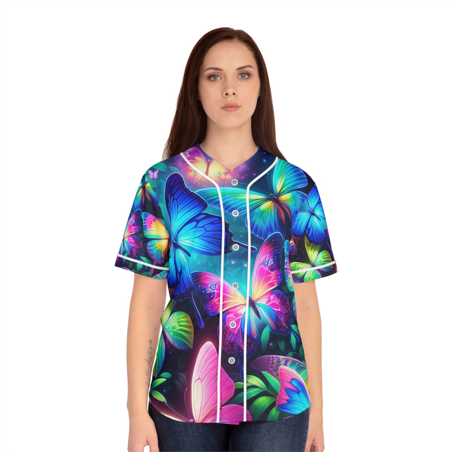 "Butterfly Glitz" Neon Butterflies Womans Jersey