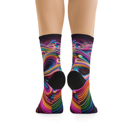 TDB Neon Infinity Reverie. Trippy Recycled Poly Socks