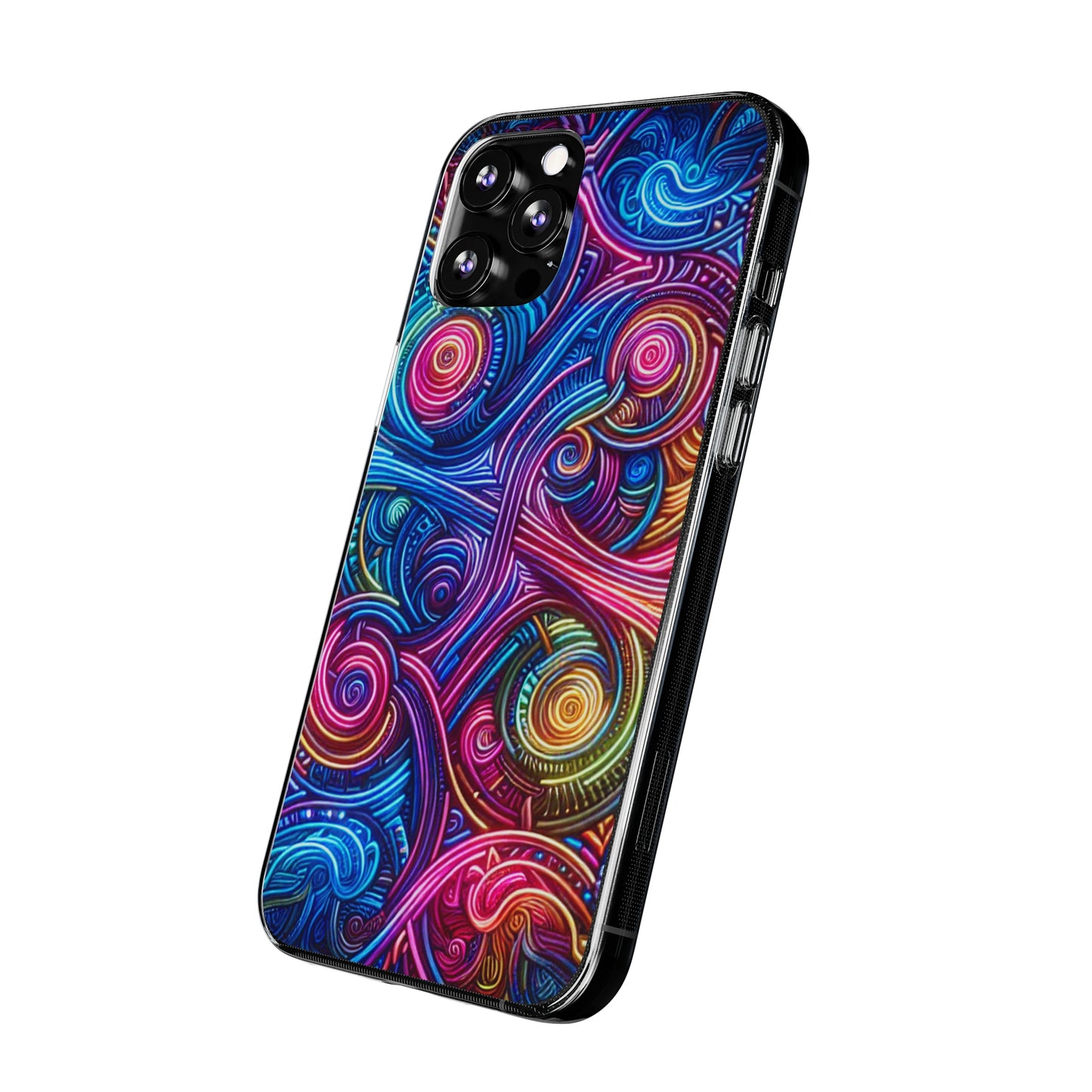 Vibrant Trippy Neon Infinity Ripples. Infinity Patterns Art Polycarbonate Phone Case Samsung Galaxy s21 s22 Google Pixel 6 Iphone 11 12 13 14 Pro Max Mini Plus