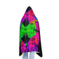 "Neon Butterflies in Flight" - NEON Butterflies Art Hooded Snuggle Blanket