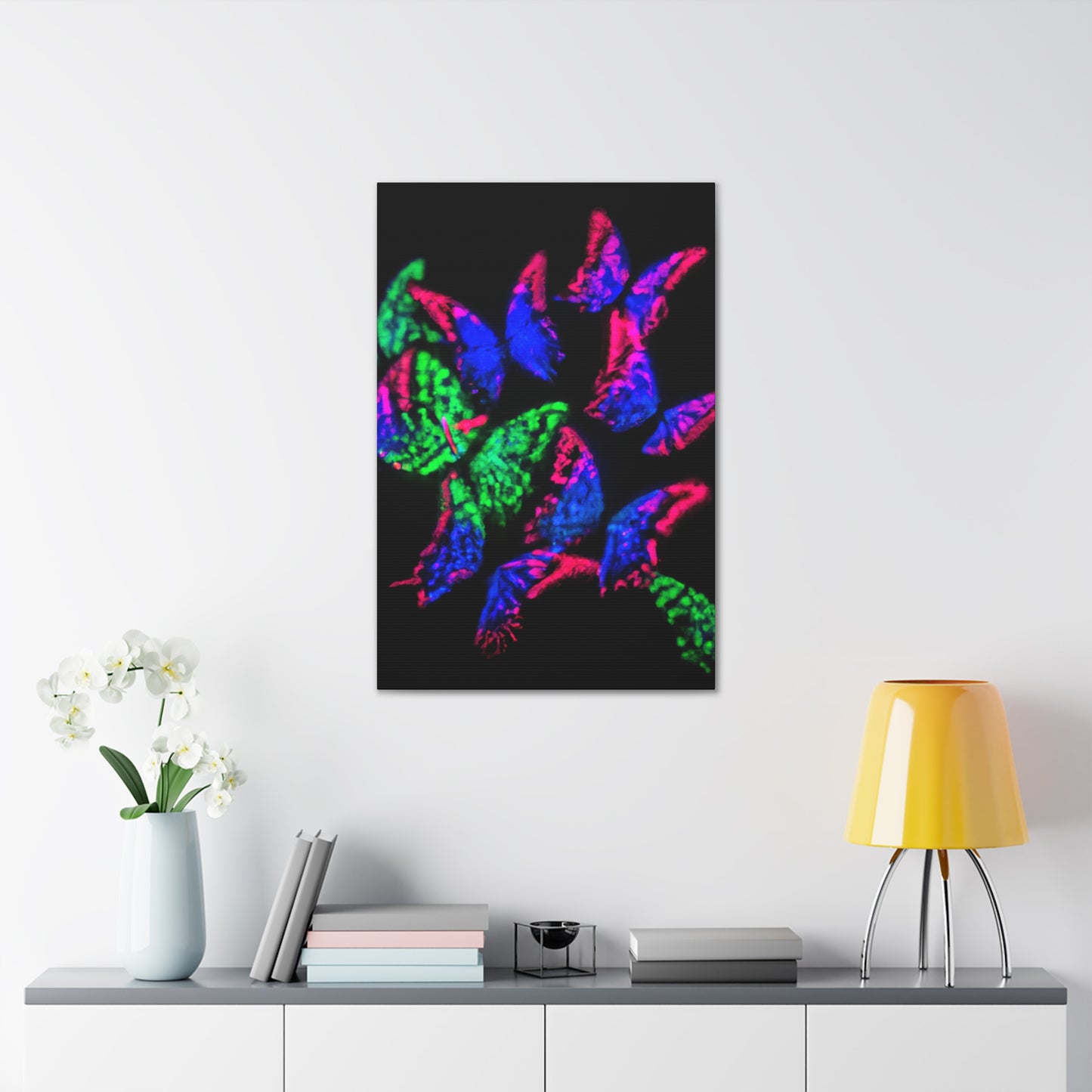 "Nebula of Neon Butterflies" Neon Butterflies  Art Canvas