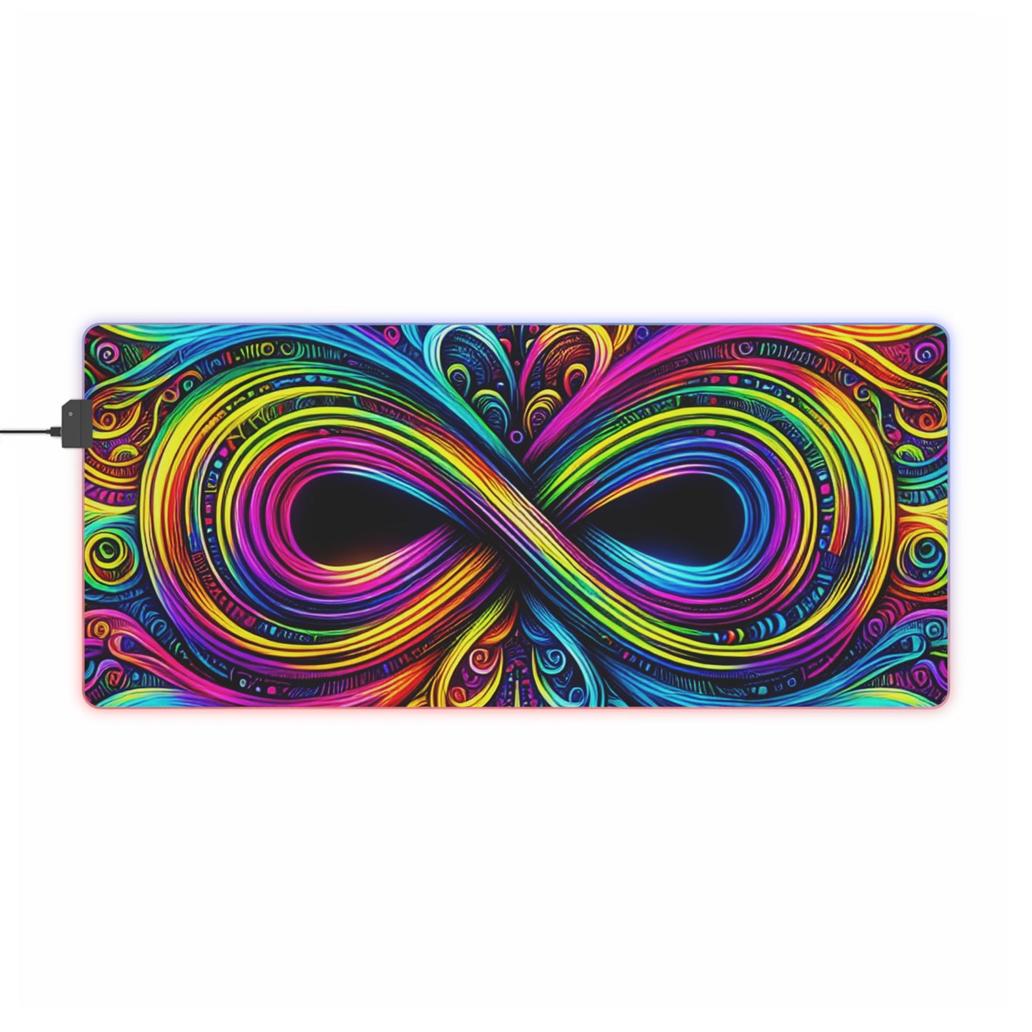 Cosmic Prismatic Woven Illustration. NEON Infinity Patterns Art LED Mousepad