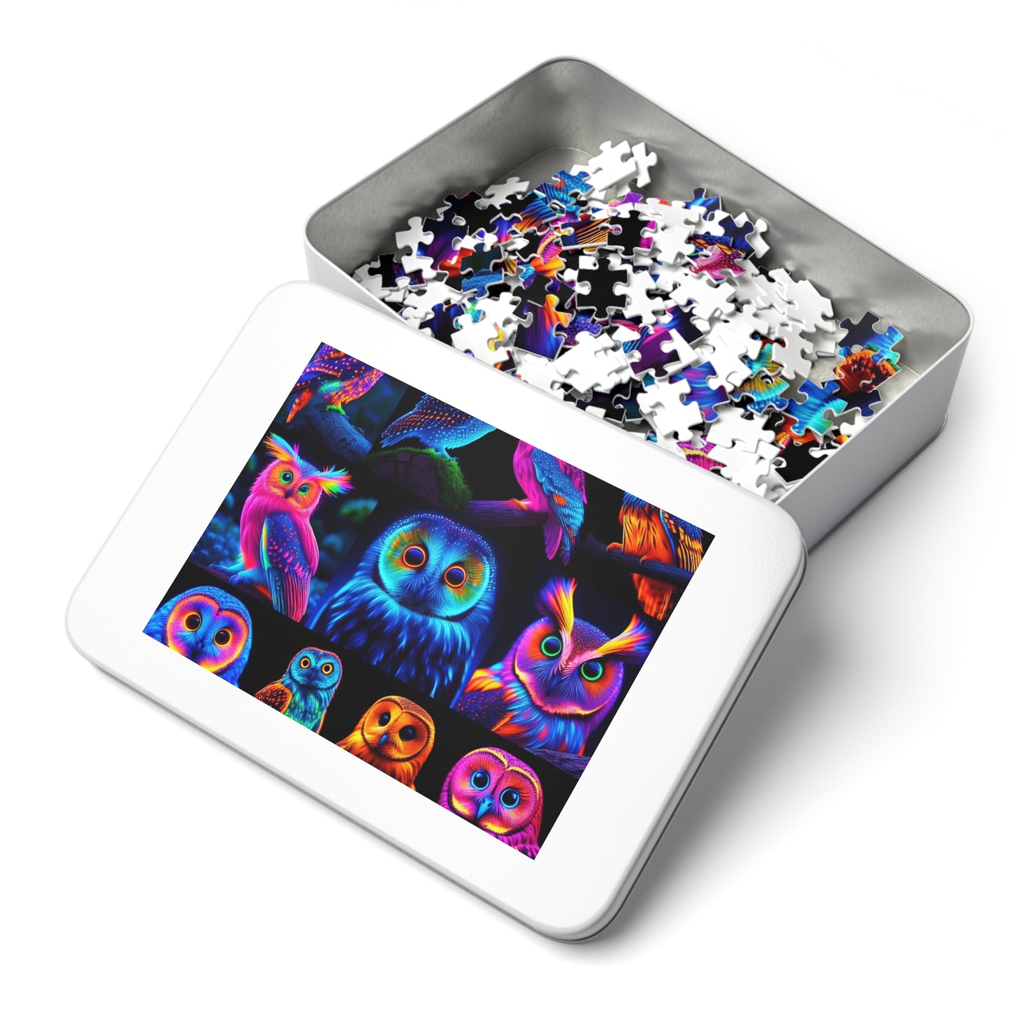 "Neon Nocturne" - Neon Owls Puzzle