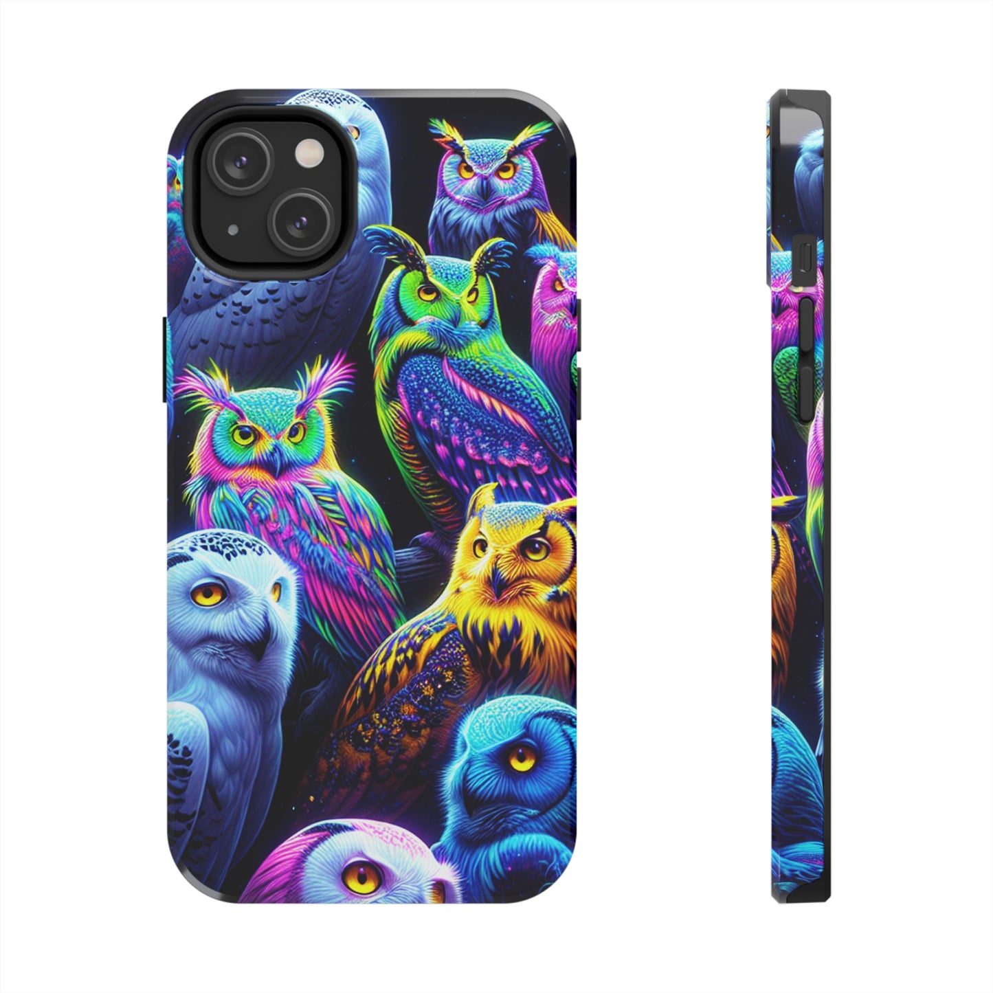 'Flock of Electric Flamses' NEON Owls Tough Phone Case