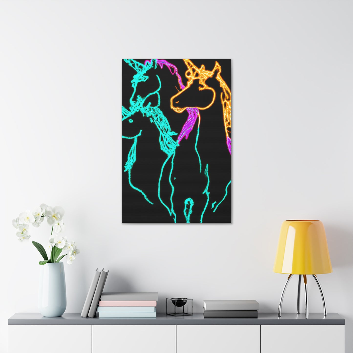 "Neon Splendour of Unicorns" NEON Unicorns Art Canvas