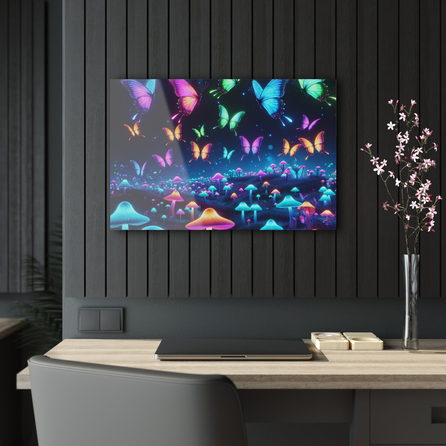 Fantasmagorical Foliage Butterflies & Mushrooms 1/4" Glossy Acrylic Art