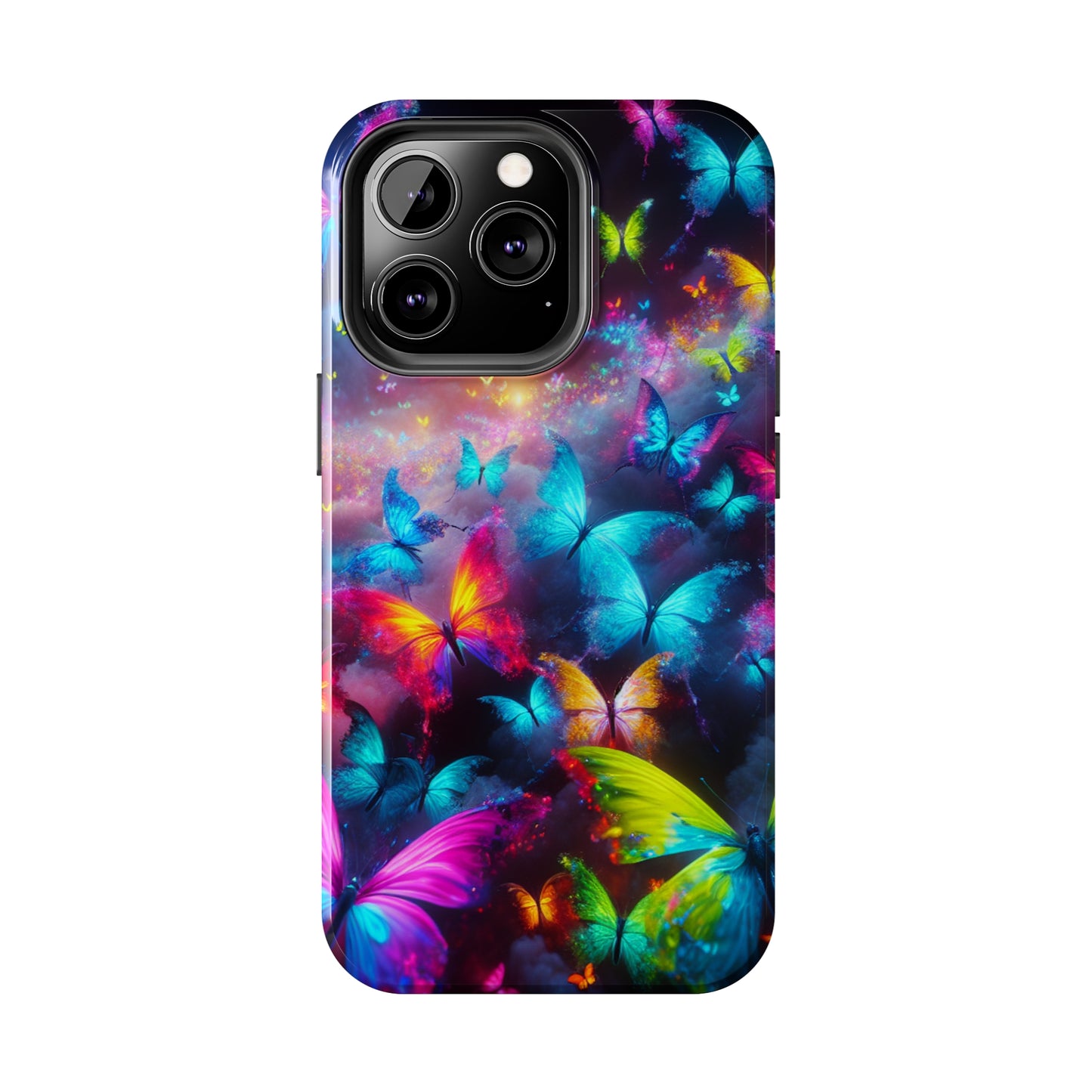 "Neon Flutterings" NEON Butterflies Tough Phone Case Iphone  7 8 9 10 11 12 13 14 SE X XR XS Pro Max Mini Plus