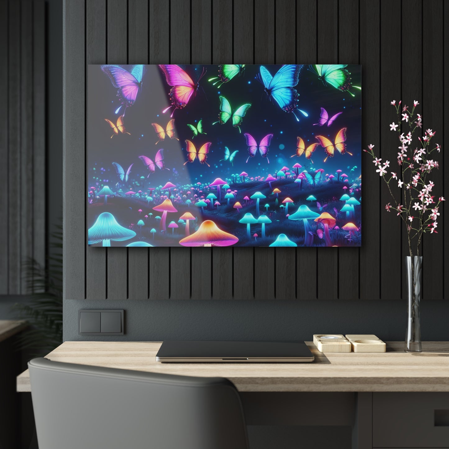 Fantasmagorical Foliage Butterflies & Mushrooms 1/4" Glossy Acrylic Art