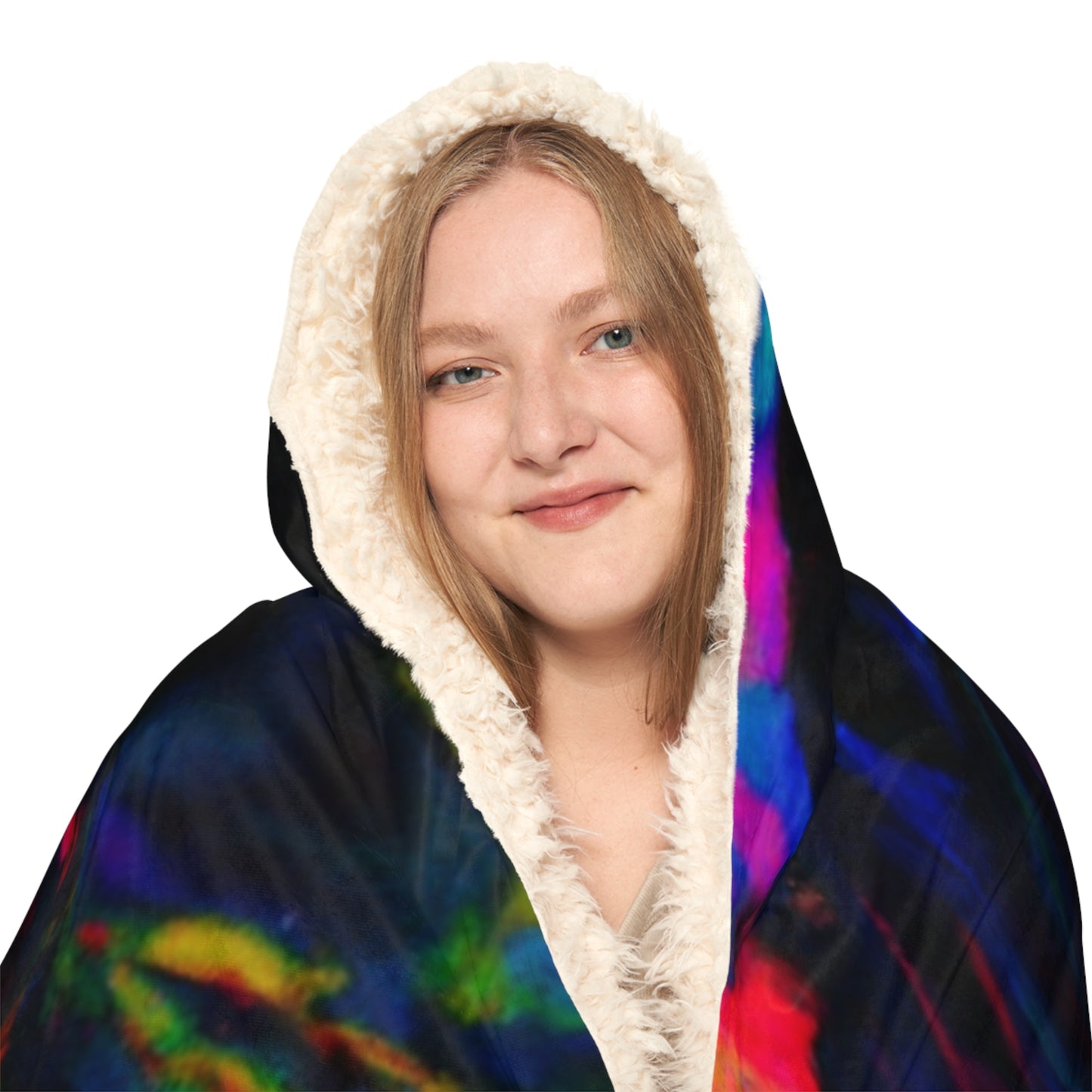 Neon Infinity Mirage - NEON Infinity Patterns Art Hooded Snuggle Blanket