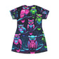 "Electric Neon Owls" Neon Owls Womans T Shirt Dress