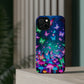 Neon Eden. Neon Butterflies and Mushrooms Premium Art Magsafe Magnet Tough IPhone 13 14 15 Pro Plus Max and Mini in Matte and Glossy Phone cases