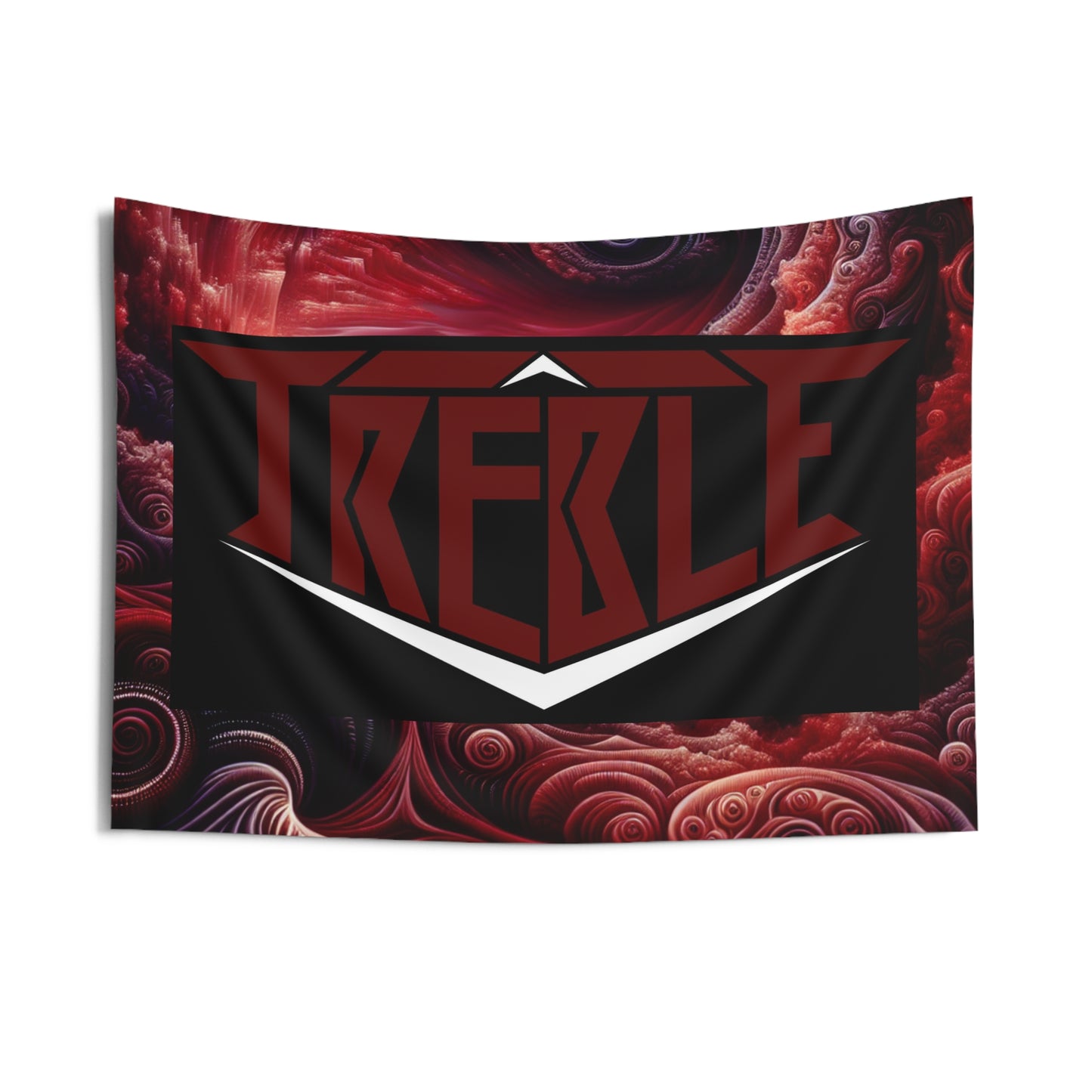 Treble Red Wine and Black Trippy Infiniti Red & Black Infinity Patterns Art Tapestry