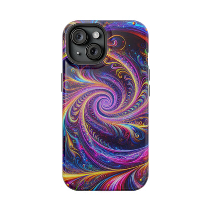 Vivid Psychedelic Cosmic Euphoria. Neon Trippy Infinity Patterns Premium Art Magsafe Magnet Tough IPhone 13 14 15 Pro Plus Max and Mini in Matte and Glossy Phone cases
