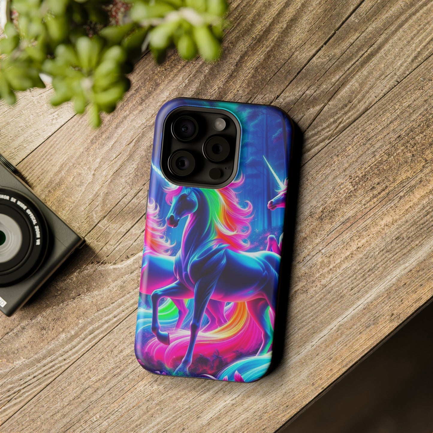 NeonNocturnals Neon Unicorns Premium Art Magsafe Magnet Tough IPhone 13 14 15 Pro Plus Max and Mini in Matte and Glossy Phone cases