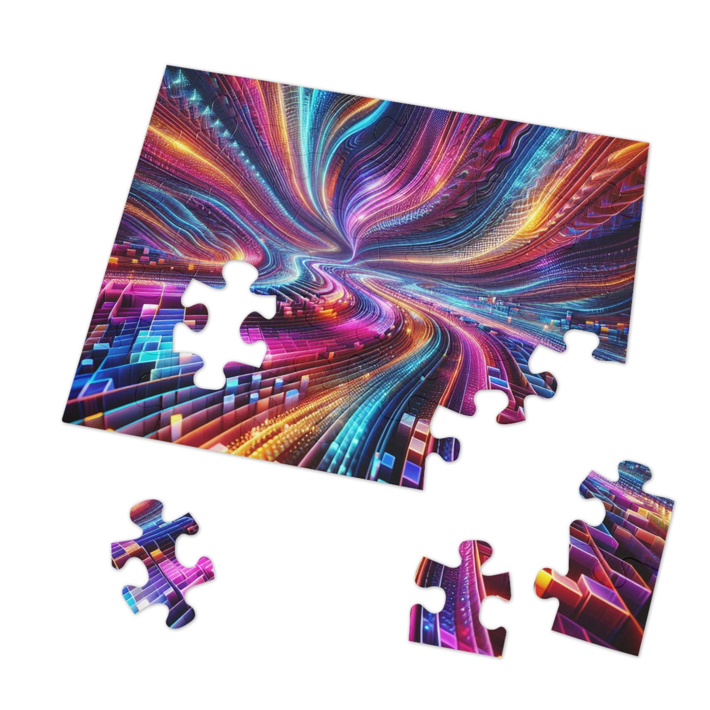 NeonInfinityVibe. - Neon Trippy Infinity Patterns Puzzle 30, 110, 252, and 1000 Pieces