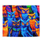 Salvador da Vinci - NEON Owls Microfiber Duvet Cover
