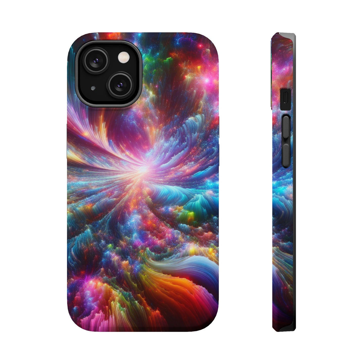 Neon Infinity Chromadrift. Neon Trippy Infinity Patterns Premium Art Magsafe Magnet Tough IPhone 13 14 15 Pro Plus Max and Mini in Matte and Glossy Phone cases