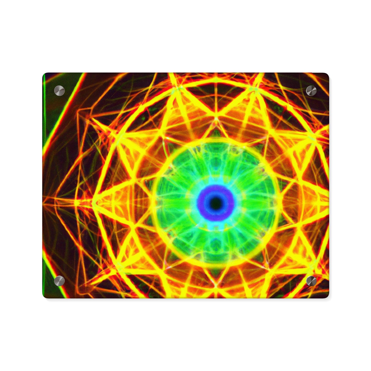 Electric Cosmos Oasis Trippy Infinity Patterns Acrylic Art Panel