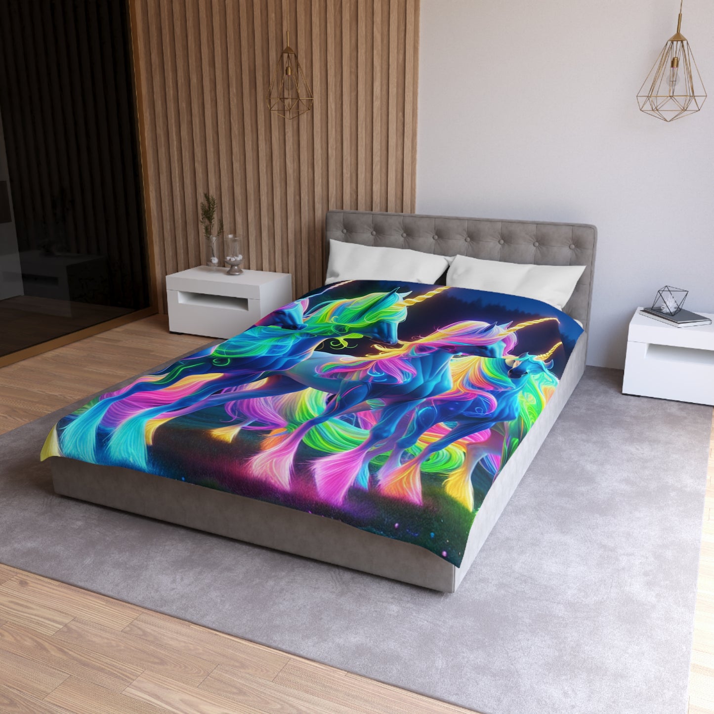 Ambrosius van Schiedam - NEON Unicorns Microfiber Duvet Cover