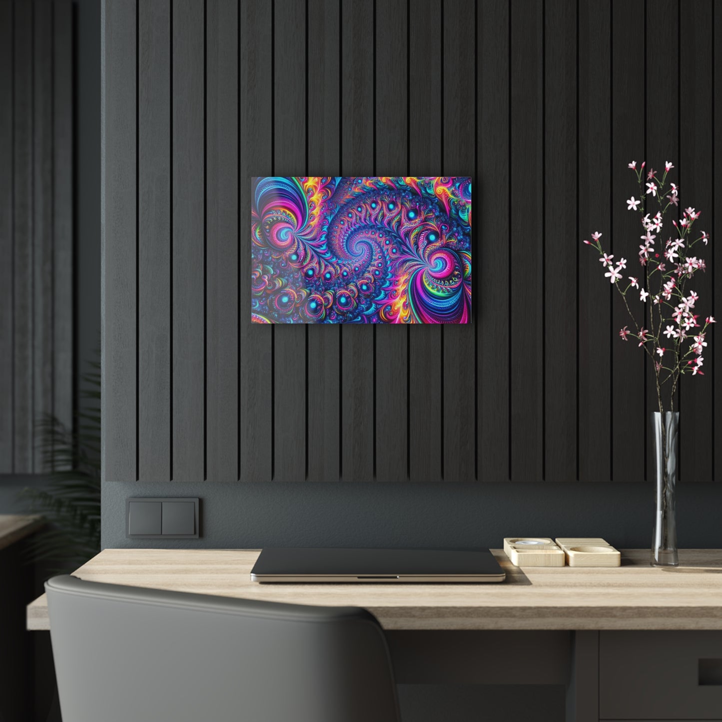 "Psychedelic Spacetime Dance" Trippy infity Pattern 1/4" Glossy Acrylic Art