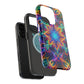 Neon Eternity Vibrancy Neon Trippy Infinity Patterns Premium Art Magsafe Magnet Tough IPhone 13 14 15 Pro Plus Max and Mini in Matte and Glossy Phone cases
