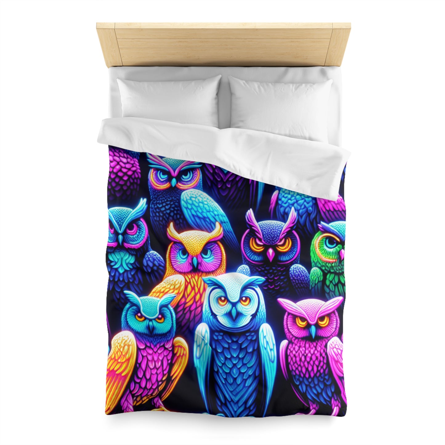 Alonso da Prado - NEON Owls Microfiber Duvet Cover