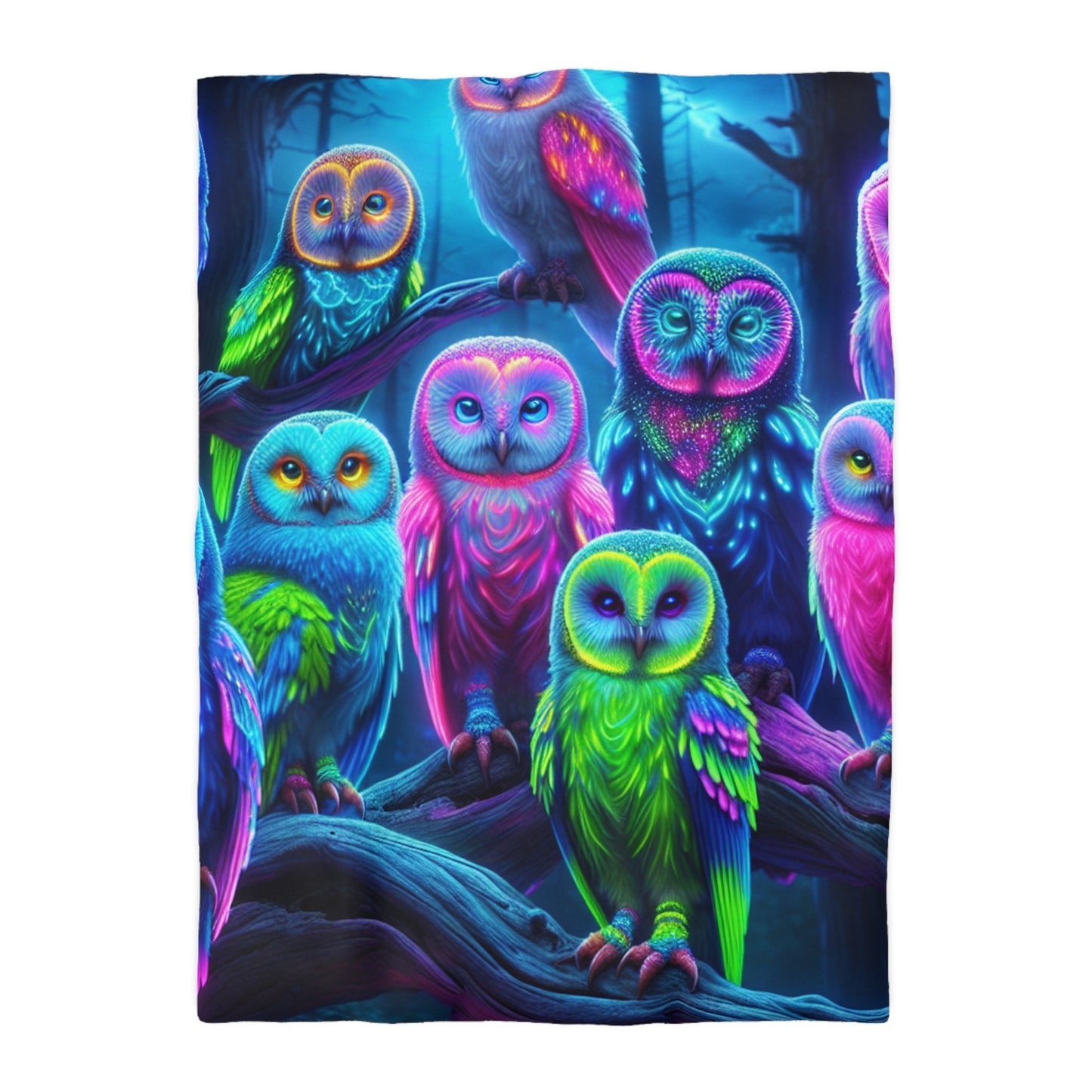 Pietro Guglielmo - NEON Owls Microfiber Duvet Cover