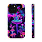 "Neon Gloomsprite Dance" Neon Butterflies and Mushrooms Premium Art Magsafe Magnet Tough IPhone 13 14 15 Pro Plus Max and Mini in Matte and Glossy Phone cases