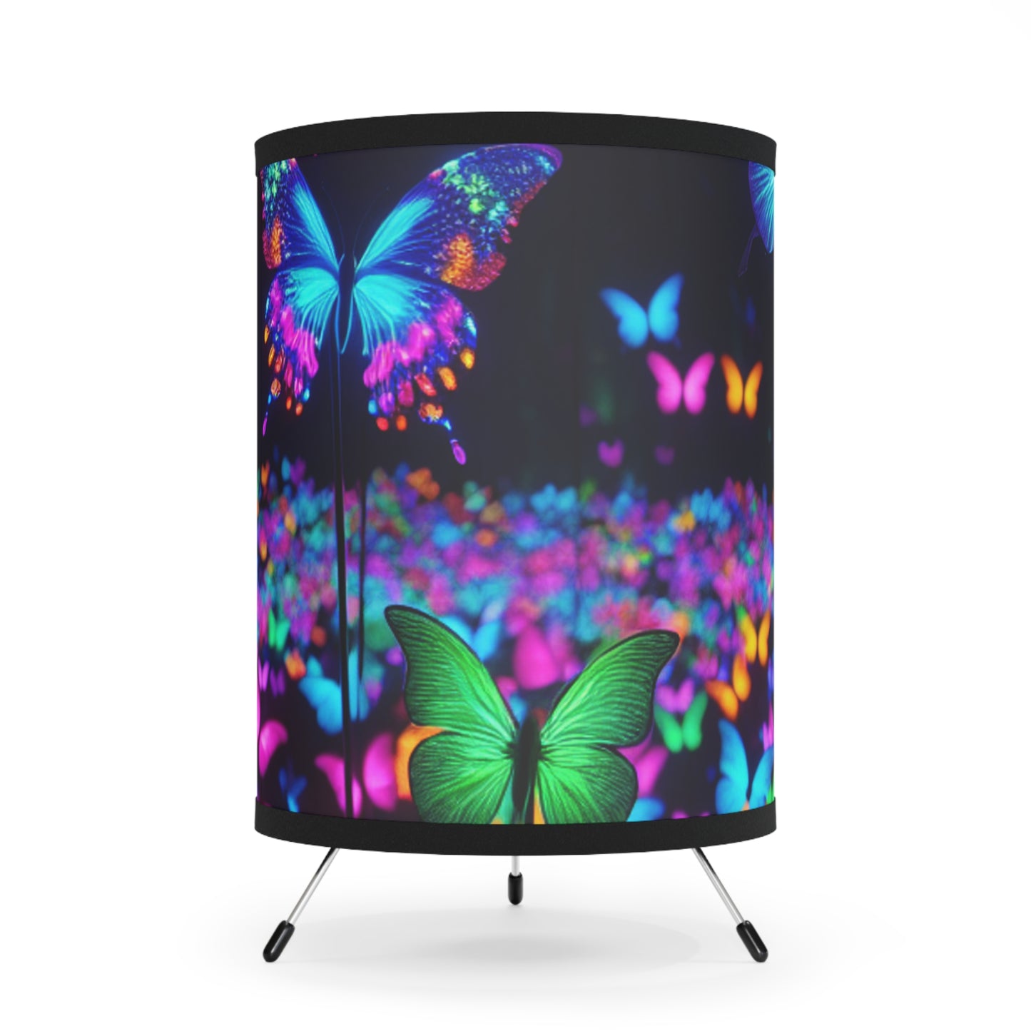 "Butterflies in the Electric Light" - NEON Butterflies Art Tripod Lamp