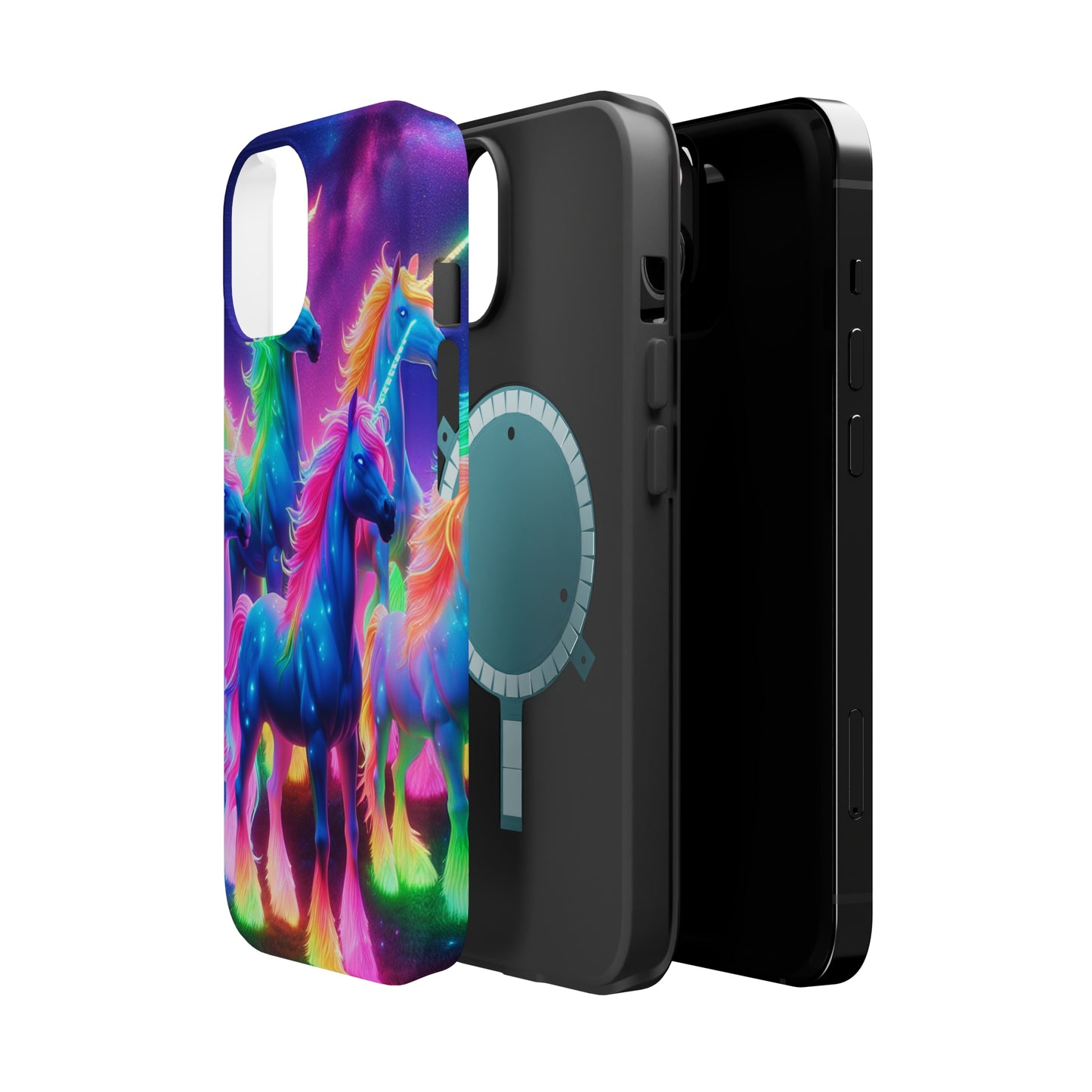 Neon Unicorn Congregation Neon Unicorns Premium Art Magsafe Magnet Tough IPhone 13 14 15 Pro Plus Max and Mini in Matte and Glossy Phone cases