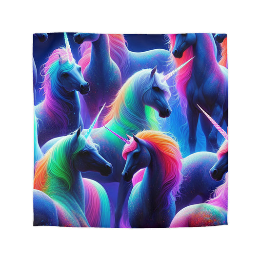 Ambrosius da Vinci - NEON Unicorns Microfiber Duvet Cover