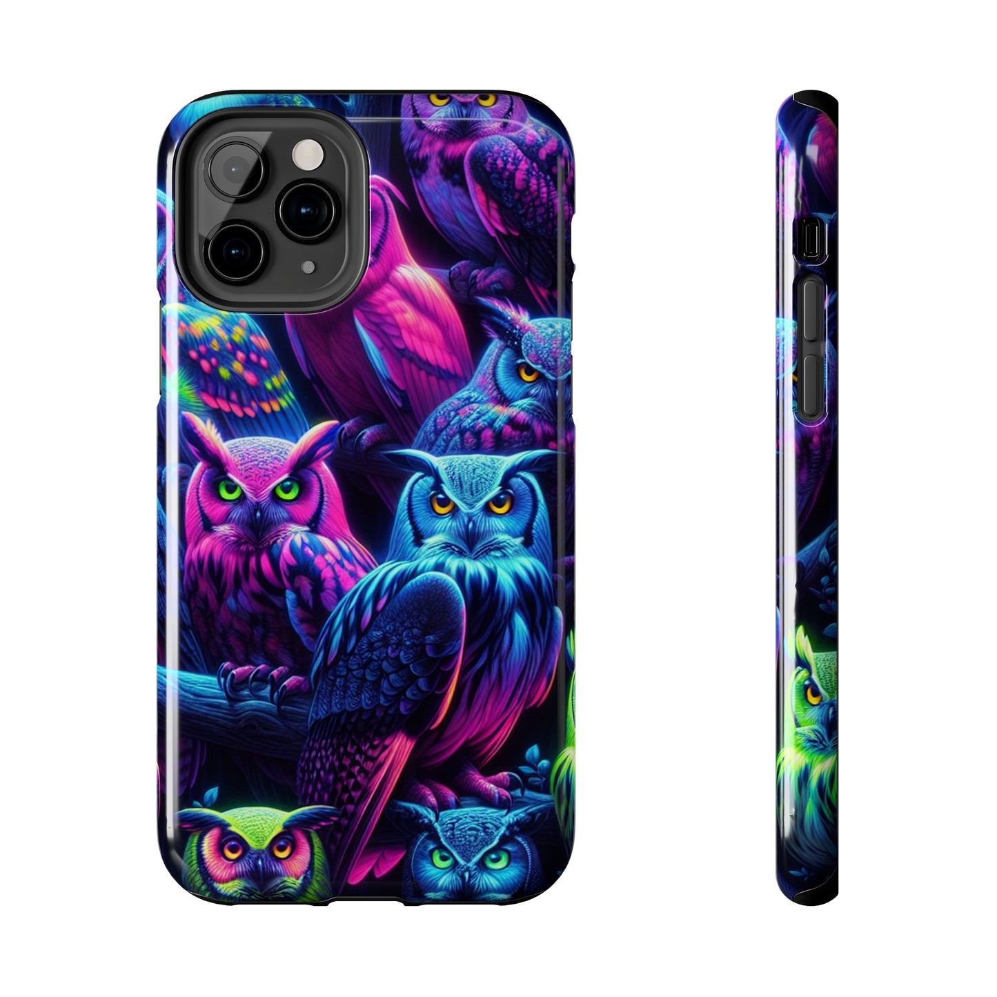 "Vivid Neon Nocturnal Symphony" NEON Owls Tough Phone Case