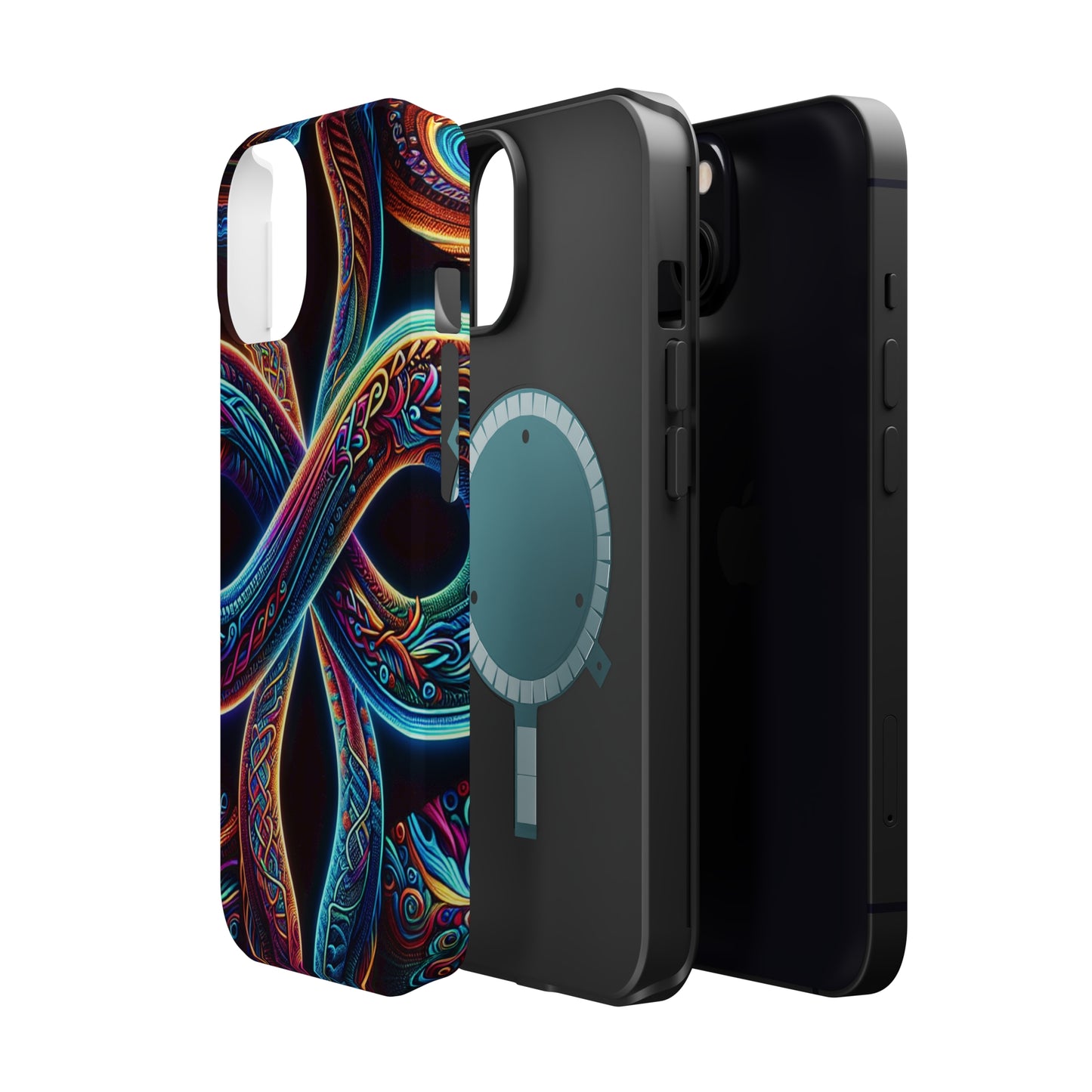 Vibrant Infinity Nocturne Neon Trippy Infinity Patterns Premium Art Magsafe Magnet Tough IPhone 13 14 15 Pro Plus Max and Mini in Matte and Glossy Phone cases