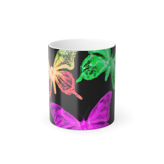 "Neon Butterfly Dreamscapes" Neon Butterflies 11oz Color Morphing Mug